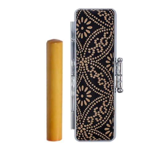 職人が彫るこだわり丸形印鑑(ケース付き)黒([印伝]花模様) - はんこ ハンコ 判子 実印 丸 12mm ケース付 選べる 書体 ケース 拓植材 熊本県 甲佐町