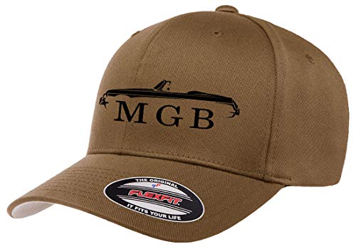 MG MGB Convertible Sports Car Outline Design Flexfit 6277 Athletic Baseball Fitted Hat Cap Coyote L/XL