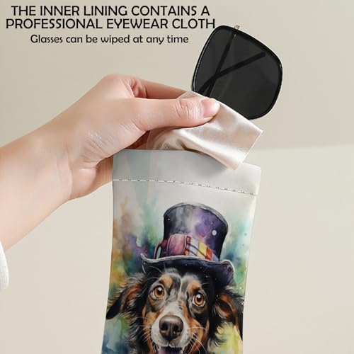 Image of 2 PCS Glasses Eyeglass Sunglasses Case Pouch Soft PU Leather Cute Aesthetic with Cleaning Cloth for Boys Men Man