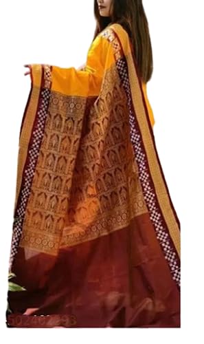 Generic yellow sambalpuri silk saree – image 2