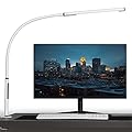 AmazLit Eye-Caring Desk Lamp, Gooseneck Lamp with Clamp, Swing Arm Desk Light, Adjustable Brightness & Color Temperatures, Memory & Timer Function, Clip on Desk Lamp for Home Office, 12W, White