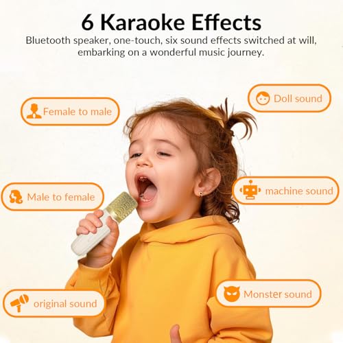 Kids Mini Karaoke Machine: Portable Bluetooth Speaker with 2 Wireless Mics for Kids & Adults - Perfect Birthday Party Home Entertainment, Ideal Gifts for Girls & Boys 4-12