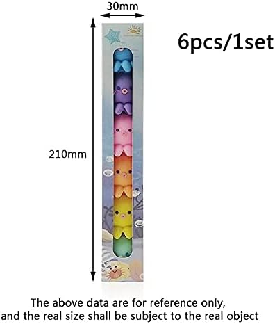 Highlighters Pastel Colours, 6 Colors Chisel Tip Marker Pen, Assorted Colors, Water Based, Quick Dry (Octopus shape)