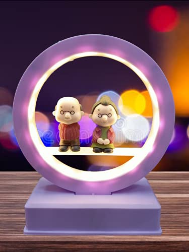 Image of AUGEN Plastic Led Light Old Couple Idol Statue Showpiece for Home Decor Decoration and Gifting (1 Piece, 9937C)