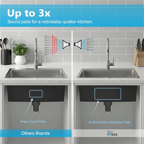 Image of Fossa Aqua 24 inchx18 inchx09 inch Inch Single Bowl Handmade Kitchen Sink 25-Year Warranty AISI 304 Stainless Steel, 2.2mm Thickness, Includes Colander, Coupling & Waste Pipe Set Silver (Matte finish)