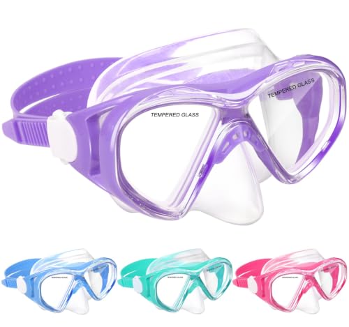 Image of Kids Swim Goggles Snorkel Diving Mask for Boys Girls Ages 5-15, Anti-Fog Swimming Goggles with Nose Cover