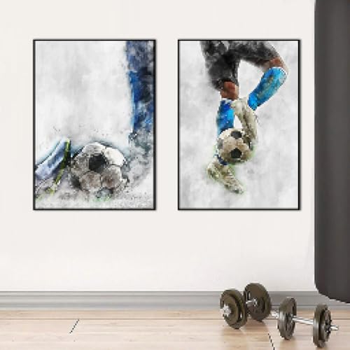 Art mural de football en peinture sur toile, décoration d'intérieur aquarelle moderne pop