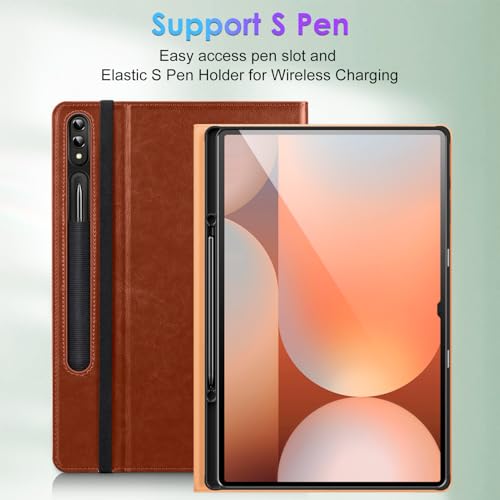 Image of DTTO for Samsung Galaxy Tab S9 Ultra 14.6 inch Case 2023, Premium Leather Business Folio Stand Cover with S Pen Holder for Galaxy Tablet S9 Ultra 14.6'' 2023 Model [SM-X910 /X916B /X918U], Brown