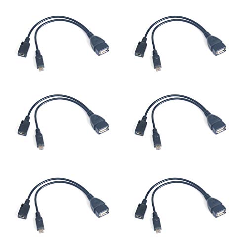 CFIKTE USB OTG Cable for Media rods and Packaging Boxes. 2 in 1 USB Port Adapter, Micro OTG Cable and Power Supply for Media Stickers, Streaming Media Devices, Phones, Game Consoles (6 Pack)