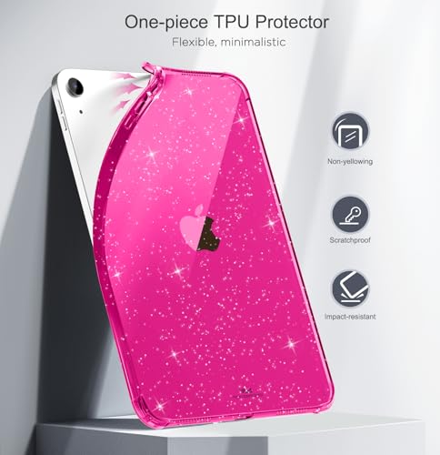 Image of MoKo Clear Case for iPad (A16) 11th Generation 2025, Magenta Glitter