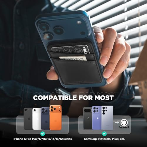 VULKIT MagSafe Wallet with MagSafe Sticker, 2-Card Holder with RFID Blocking, Slim Leather Magnetic Wallet for iPhone 17/16/15/14/13/12 Series & Selected Samsung Devices, Not for mini - Image 3