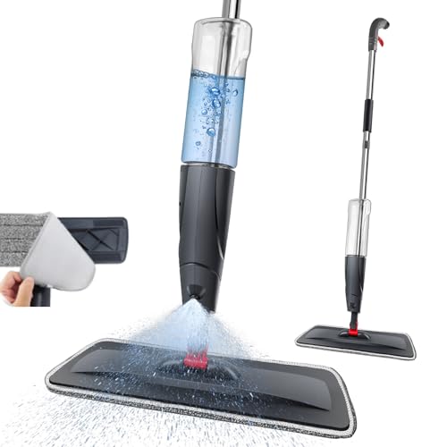 Flash Speed Spray Mop for Laminate Floors, Wet Dry Microfibre Mop Handheld Household Wet & Dry Mops with Sprayer Washable Pads 770ML Refillable Bottle for Home Kitchen
