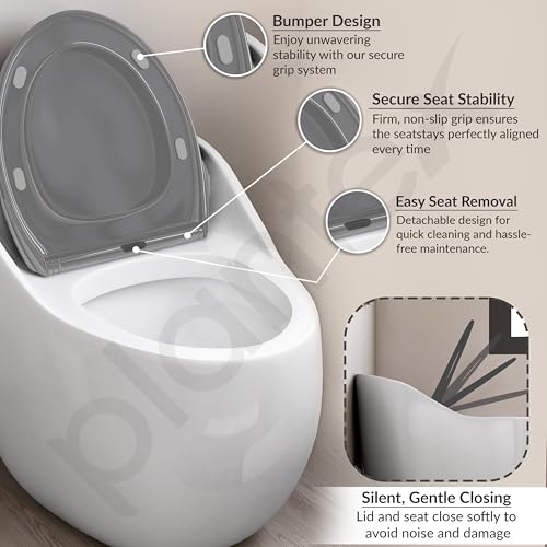 Image of Plantex Platinum Ceramic Rimless Commode /One Piece Western Toilet /Siphonic Flush Western Commode with Soft Close Toilet Seat - S Trap Outlet (White & Grey)