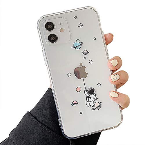 Nititop Compatible with iPhone 12 / iPhone 12 Pro Case Clear Cute with Astronaut Outer Space Planet Star Creative Pattern,Soft TPU Shockproof Slim for iPhone 12/iPhone 12 Pro-Travel