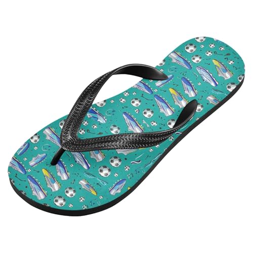 Burbuja Soccer Cleats Balls on Teal Flip Flops for Women Men, Soft Thong Sandals Rubber Slippers for Pool Beach Essentials2