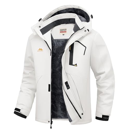 Image of WULFUL Men's Ski Jackets Warm Winter Snow Windbreaker Resistant Snowboard Fleece Coat Mountain Waterproof Parka with Hood