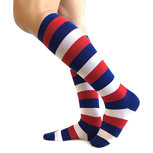 Image of PolyMedea Elite Quality Colorful Soft Cotton Women's Striped Knee High Socks
