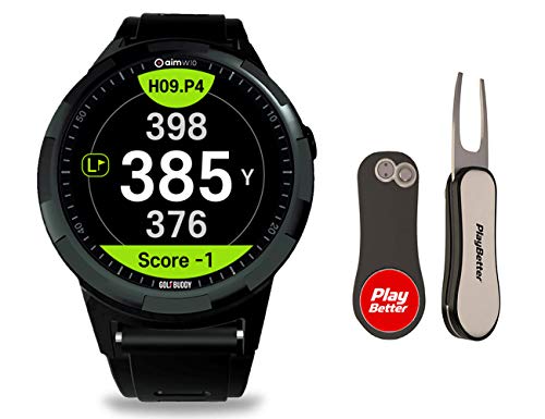 Golf Buddy aim W10 Smart Golf GPS Watch with PlayBetter Pitchfix Divot Tool