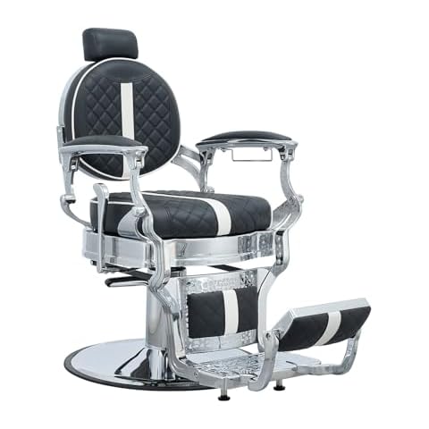 FRNIAMC Vintage Salon Chair, Heavy Duty Hydraulic Pump, 700 lbs Capacity, Chrome Finish, 26.8 inch Base Cover