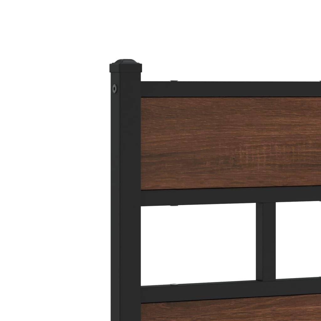 Cabecero marrón efecto roble 120 cm, acero y madera, robusto headboard para dormitorio, fácil montaje, construcción de metal estable