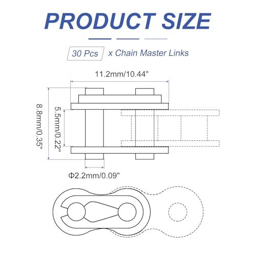 QUARKZMAN 30 Stück #25 Kettenverbindungsglieder 8.5mm Teilung Kohlenstoffstahl Rollenkette Verbindungsglieder Master Link Ersatz Für Bike Bicycle Go Kart
