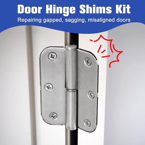Image of 10 Pack Door Hinge Shims, 4 Inch Lenth 0.040 Inch Thickness Hardware for Door Hinge Repair Kit (3hole)
