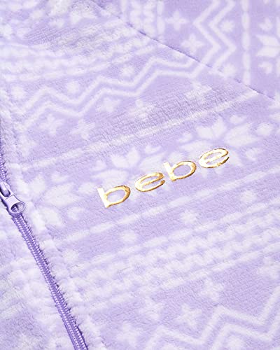 Bebe Girls’ Pajamas – Plush Fleece Sleepwear Onesie (Size: 7-16), Size (10/12), Light Purple Snow Flakes #TOP3