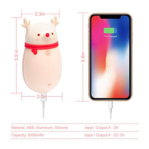 HomeLifairy 2 in 1 Hand Warmers Rechargeable,6000 mAh Larger Capacity,Electric Portable Pocket Hand Warmer/Power Bank,Best Winter Gifts for Women and Kids (deer-6000mAh)
