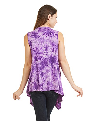 Image of Made By Johnny Women's Lightweight Sleeveless Cardigan - Draped Open Front Vest with Asymmetrical Hem