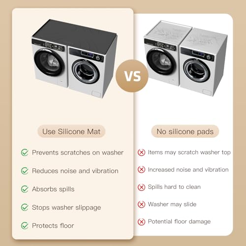 53.5\"x26.8\" Washer and Dryer Covers for the Top - 1PC Non-slip Silicone Washer Dryer Top Protector Mat - Waterproof Dryer Covers for the Top - Washer Dryer Countertop for Laundry & Kitchen