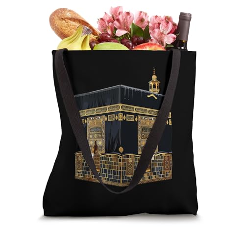 Bolso tote con diseño islámico de la Meca y la Kaaba para peregrinación Hajj y Umrah, expresión espiritual y de fe miniatura 4
