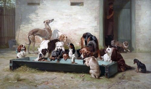 Table tableaux toile Table d'hôte chez un chien Dollman 60x90 Déco d'Art
