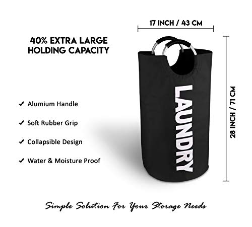 Neatkeep Large Laundry Bags For Heavy-Duty Use With Aluminum Handles, Collapsible Fabric Laundry Basket, Foldable Clothes Bag, (Available In 6 Colors) (Black) #TOP1