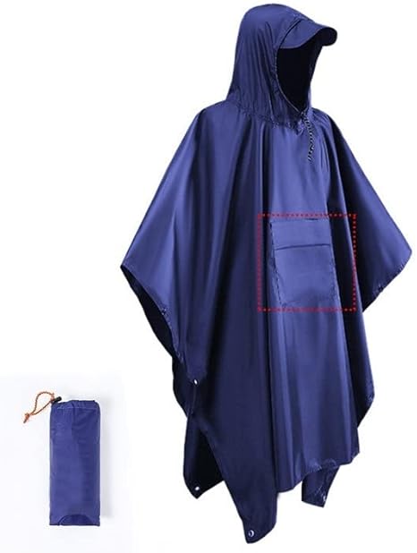 Amazon Co Jp メンズ レディース 雨具 レインポンチョ ポンチョ 3 In 1屋外の防水レインコートレインコートメンズ レインコート女性レインモーターサイクルレインポンチョピクニックマットからのオーニング Color Blue 3 In 1 服 ファッション 小物