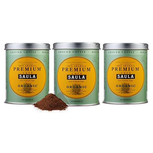 Premium Saula Målat kaffe, Pack 3 kaburkar om 250 gr. Organisk Premium 100% Arabica