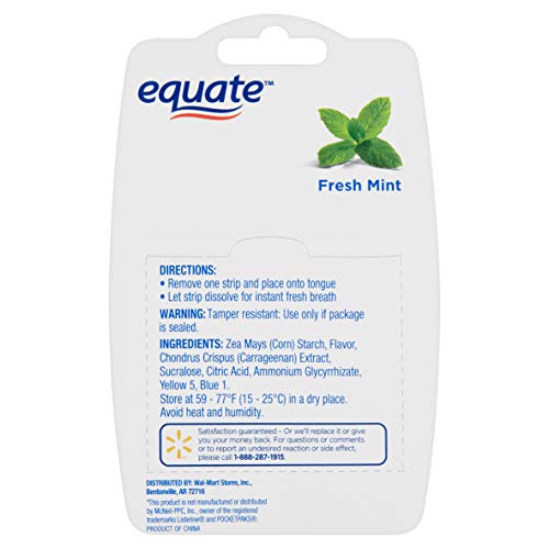 Equate Sugar Free Fresh Mint Breath Strips, 24 count, 5 pack