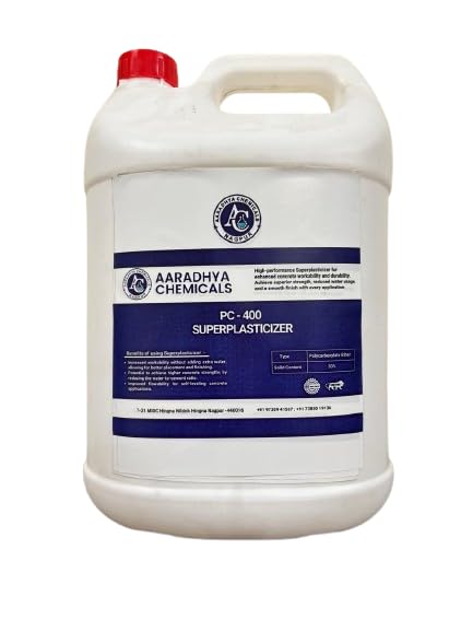 Aaradhya Chemicals Super Plasticizing Admixture For Concrete & Mortar | Reduces Shrinkage & Cracks | Enhances Strength, Workability, & Durability-PC-400 (5 Kg)-image-1