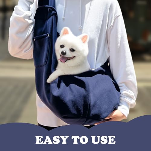 VARKAGE Tragetuch Hund und Katze, Hundetasche Zum Umhängen, Tragetasche Hund für Spaziergänge und Aktivitäten Im Freien, Tragekraft bis 15Kg (Marineblau)