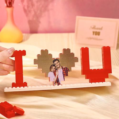 image for Smile lab Custom Building Brick Photo Block Personalized I Love You Br