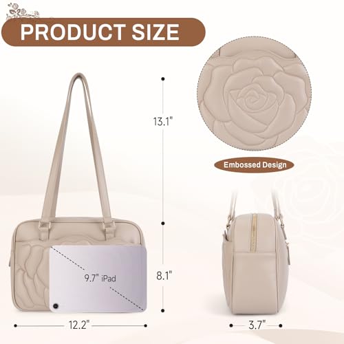 Medium Shoulder Bag for Women, Embossed Vegan Leather Hobo Purse, Spacious Handbag for Work and Travel3