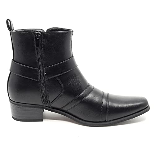 Metrocharm Men's Casual Belt Strap Studded Western Cowboy Shoes Boots WESTERN-014