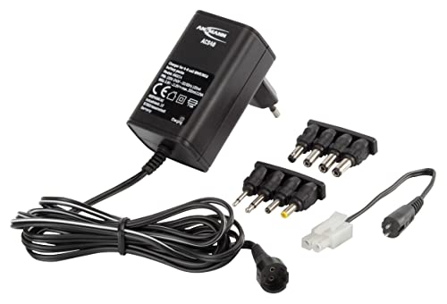 ANSMANN Chargeur de batterie ACS48 – Appareil de recharge pour 4 à 8 accumulateurs NiMH/NiCd (4,8V - 9,6V) – RC livré avec 8 adaptateurs pour recharger différents types de batteries – Noir