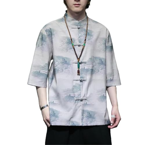 Tang Suit Traditionnel Homme avec Imprimé Floral Chinois d'Exception