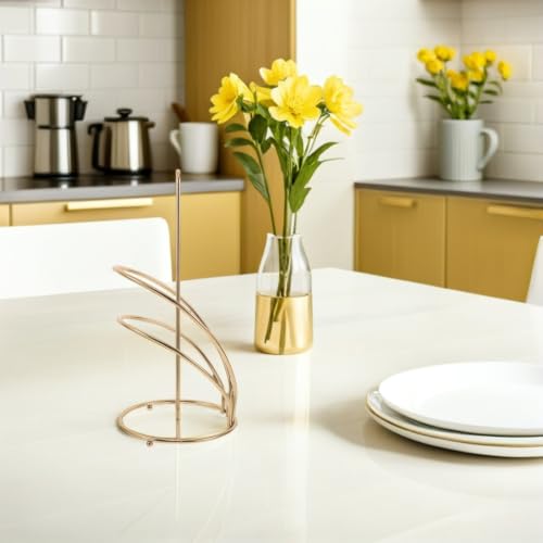 Soporte para papel de cocina de hierro portarrollos independiente dorado Toddmomy para mesa 6