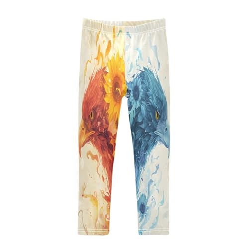Toddler Girls Leggings Printed Yoga Pants Leggings Two Eagles Face Sunflowers for Kids