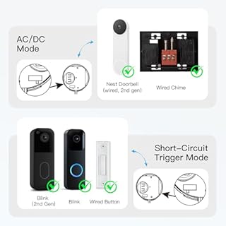 Wireless Doorbell Chime Compatible with Blink Video Doorbell (1st & 2nd Gen), Video Doorbell Extender Kit with Sleek Round Wired Transmitter & Plug-in Receiver, 656ft Range, 58 Melodies, Black
