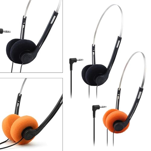 Image of Retro Style Headphone Practical Photo Props for Running Walking Take A Plane Black|Classic Metal Wired Headphones | 3.5mm Retro Earphones with Steel Wire Frame | Portable Lightweight Headset