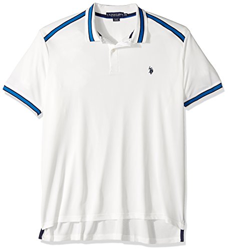 U.S. Polo Assn. Men's Classic Fit Solid Short Sleeve Poly Pique Polo Shirt, 8354-White Winter, S