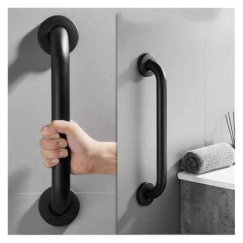 Garde-corps de baignoire et poignée douche noir contre les chutes