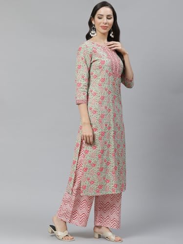 Image of Nermosa Women Printed Kurta and Pant Set with Dupatta | Kurta Set with Dupatta |